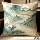 40x40cm Wrinkle-resistant Cushion (5 Styles) Chinese Calligraphy Landscape Painting Throw Pillow