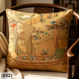 45x45cm Throw Pillow (8 Styles) Printed Chinese Along the River During the Qingming Festival Painting Cushion