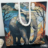 Elephant (196) Jacquard Embroidery Shoulder Bag Tote Bag