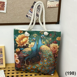 Peacock Lovers (198) Jacquard Metallic Thread Embroidery Shoulder Bag Tote Bag