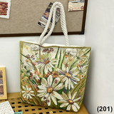 Flower Daisy Floral Pattern (201) Jacquard Metallic Thread Embroidery Shoulder Bag Tote Bag