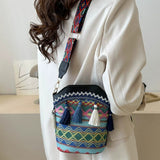 (206) Tribal Ethic Adjustable Strap Bucket Bag with Tassel & Zipper (7 Colours)