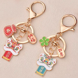 Accessories (100) Keychain Chinese Lion Dance Blessing Good Fortune