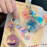 Accessories (107) Glitter Starfish Fluid Clear Shell Keychain Keyring Bag Decor (3 Colours)