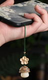 Handcraft Engraved Bodhi Seed Mushroom (119) Mobile Phone Charm Car Hanging Ornament