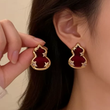 Accessories (41) Stud Earrings Chinese Red Gourd & Stars