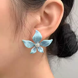 Accessories (42) Stud Earrings Light Blue Flower