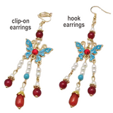 Accessories (48) Clip-on (49) Hook Earrings Chinese Ethnic Blue Butterfly Beaded Dangle