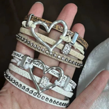 Accessories (130) Metal Heart Shaped Artificial Leather Bracelet