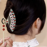 Hair Accessories (156) Chinese Style Hand Fan Shaped Hair Claw with Tassel