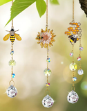 Hanging Ornaments Crystal Suncatcher Metal Bee Home Decor (3 Styles)