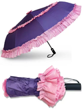 Folding Ruffled Umbrella 105cm Automatic Open & Close (3 Colours)