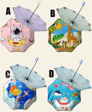 Round Corners 100cm Folding Umbrella for Kids Manual Open & Close