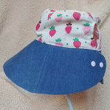 12cm Big Brimmed Summer Sun Hat with / without Ponytail Opening (Strawberries Print) 闊邊太陽帽/遮陽帽/防曬帽 (草莓/士多啤梨圖案)
