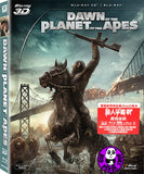 Dawn Of The Planet Of The Apes 2D + 3D Blu-Ray (2014) 猿人爭霸戰: 猩凶崛起 (Region A) (Hong Kong Version) Lenticular Cover