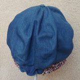 Spring, Summer, Autumn Fall Gatsby Cap / Newsboy Hat for Girls and Women (Blue Denim + Tweed Trim Ribbon) 春夏秋季報童帽 (藍色牛仔布+小香風織帶)