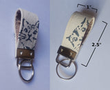 Handmade Key Fob Cute Cat Hand-painted Simple Stencil Art