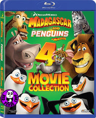 Madagascar 1-3 Trilogy + Penguins Of Madagascar 4 Movie Collection Blu-Ray Set (Region A) (Hong Kong Version)