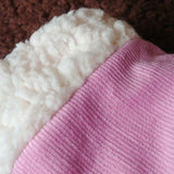 Autumn/Fall Winter Fingerless Gloves (Light Purple Corduroy + Faux Sherpa) 秋冬露指手套 (淺紫色燈芯絨+羊羔絨)