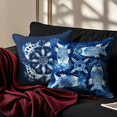 40x40cm Wrinkle-resistant Cushion (8 Styles) Printed Blue Rooster Fish Bird Butterfly Floral
