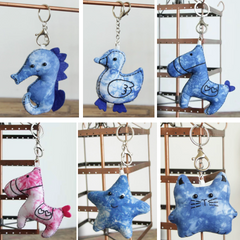 Handmade Tie-Dye Bag Charms (185) Sea Horse Duck Starfish Cat (6 Styles)