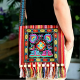 Tribal Ethic Stitch Unisex Crossed Body Bag with Tassel (188) Handmade
