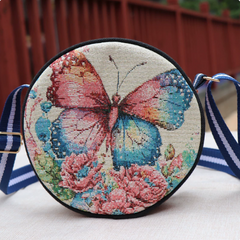 Adjustable Strap (193) Jacquard Embroidery Handbag with Zipper