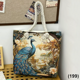 Peacock (199) Jacquard Metallic Thread Embroidery Shoulder Bag Tote Bag