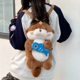 (205) Cute Fluffy Plush Otter Backpack