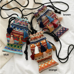 (207) Tribal Ethic Fish Shaped Drawstring Crossed Body Bag (3 Colours)