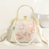 (211) Ivory White Chinese Style Clutch Bag Detachable Chain Strap (2 Colours)