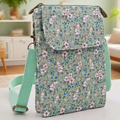 (225) Cotton Ditsy Floral Pattern Mobile Phone Crossbody Bag (2 Colours)