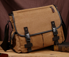 (256) Canvas Cotton Messenger Bag Shoulder Bag Crossbody Bag (4 Colours)
