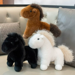 (285) Plush Fluffy Standing Horse 35cm Soft Toy (3 Colours)