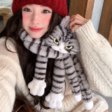 (288) Plush Fluffy Comedy Style Cat Scarf 180cm (2 Colours)