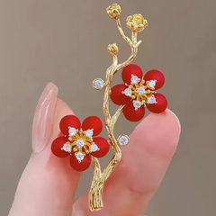 Accessories (04) Brooch Corsage Lapel Pin Red Plum Blossom