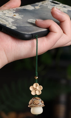 Handcraft Engraved Bodhi Seed Mushroom (119) Mobile Phone Charm Car Hanging Ornament