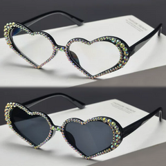 Accessories (178) Heart-Shaped Sunglasses Sun Glasses with Rhinstones (4 Colours)