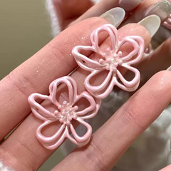 Accessories (26) Stud Earrings Pink Hollowed Flower