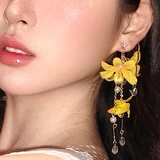 Accessories (28) Stud Earrings Artificial Yellow Flower Bloosm