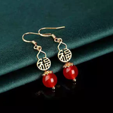 Accessories (37) Hook Earrings Drop Chinese Ethnic Blessing Good Fortune