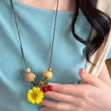Accessories (50) Necklace Leather Cord Sunflower Cherry