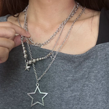 Accessories (53) Necklace 3 pcs Set Multi-Layers Metal Stars