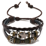 Accessories (73)  Adjustable Unisex Multi-Layered Brown Ethic Leather Bracelet Star