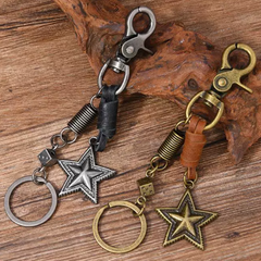 Accessories (76) Keychain Leather & Metal Star (2 Colours)