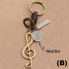 Accessories (77) Keychain Brown Leather Metal Treble Clef Music Symbol (4 Styles)