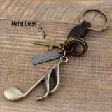 Accessories (78) Keychain Leather Brass Metal Semiquaver Music Symbol