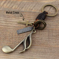 Accessories (78) Keychain Leather Brass Metal Semiquaver Music Symbol