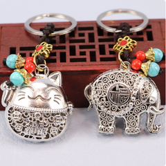 Accessories (93) Keychain Chinese Ethic Metal Elephant Cat
