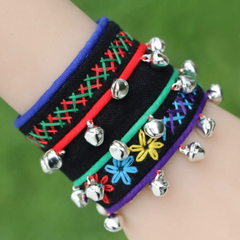 Accessories (99) Handmade Chinese Yunnan Ethic Fabric Bracelet Jingle Bells for Kids & Women